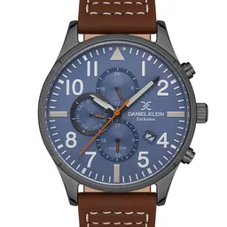 Daniel Klein Men Leather Straps Analogue Multi Function Watch DK 1 13389-4-43
