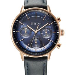 Titan Men Textured Dial & Leather Straps Analogue Multi Function Watch 90171WL01-14