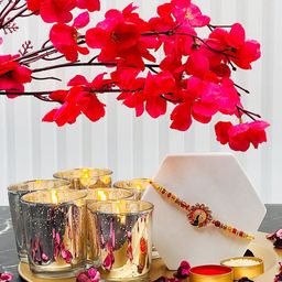 HOSLEY Rakhi With 6 Pcs Glass Candle Gift Set-image-2