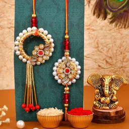 CraftVatika Set Of 23Rakhi With Lord Ganesh Idol & Greetings Card-image-55
