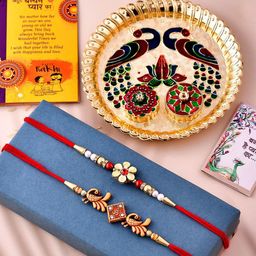 CraftVatika Set Of 5 Rakhis With Puja Thali & Greeting Card-image-85