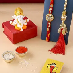 CraftVatika Unisex Set Of 2 Rakhi & Showpiece Gift Set-image-4