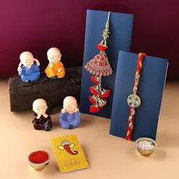 CraftVatika Set Of 6 Rakhi With Budha Monks & Roli Chawal-image-98