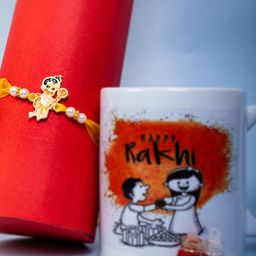 PANASH Gold-Plated Little Hanuman Charm Rakhi With Mug & Roli Chawal-picture-18