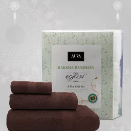 Aura Coffee Brown 3 Piece Terry Cotton 500 GSM Towel Set-picture-37