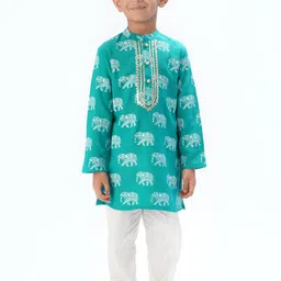 LIL DRAMA Boys Ethnic Motifs Printed Gotta Patti Kurta With Pyjamas-image-60