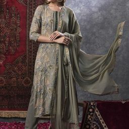 Anni Designer Ethnic Motifs Printed Gotta Patti Straight Kurta With Trousers & Dupatta-image-85