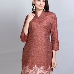 KIDAR Ethnic Motifs Woven Design Jacquard Cotton Silk Straight Kurti-image-29