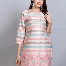KIDAR Ethnic Motifs Woven Design Jacquard Straight Kurti-picture-17