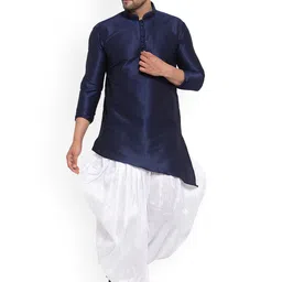 Sydney Heights Mandarin Collar Long Sleeves Art Silk Asymmetric Kurta & Dhoti Pants-image-93