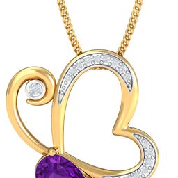 KUBERBOX Kids' Titli 18KT Gold Gemstone & Diamond-Studded Pendant-1.45gm-image-74