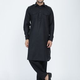 ROYAL KURTA Shirt Collar Long Sleeves Pathani Pure Cotton Kurta With Trousers-picture-36