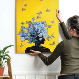Art Street Yellow & Blue Butterflies Canvas Painting Wall Art-image-49