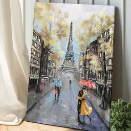 Art Street Grey & Blue Eiffel Tower Canvas Painting Wall Art-8