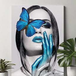 Art Street Grey & Blue Butterfly Canvas Painting Wall Art-image-93