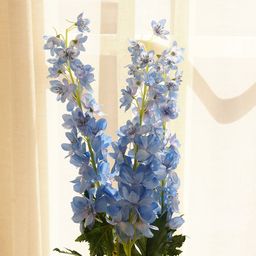 Pure Home and Living Blue & Green Faux Delphinium Spray Artificial Flower-29