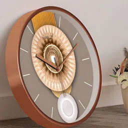 RANDOM Grey & Brown Printed Contemporary Round Wall Clock-26