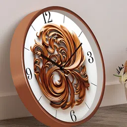 RANDOM Brown & White Printed Contemporary Round Wall Clock-95