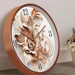 RANDOM White & Brown Printed Contemporary Round Wall Clock-image-78
