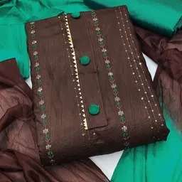 SHADOW & SAINING Ethnic Motifs Embroidered Sequinned Unstitched Dress Material-image-88