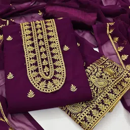 SHADOW & SAINING Embroidered Silk Georgette Unstitched Dress Material-picture-52
