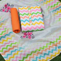SHADOW & SAINING Chevron Printed Gotta Patti Pure Cotton Unstitched Dress Material-image-15