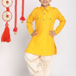 JBN Creation Boys Mandarin Collar Pathani Kurta with Patiala-83