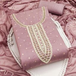 KALINI Floral Embellished Pure Cotton Unstitched Dress Material-image-42