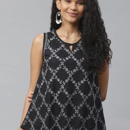 akheri Women Black & Grey Chikankari Embroidered Pure Cotton Top-image-65