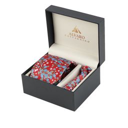 Alvaro Castagnino Men Red & Blue Floral Digital Printed Microfiber Accessory Gift Set-image-75