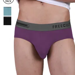 FREECULTR Men Pack Of 3 Violet & Black Solid Anti-Bacterial Basic Briefs-picture-24