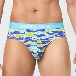 Jack & Jones Men Blue & Green Printed Cotton Basic Briefs-image-25