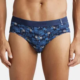 Jockey Men Blue Printed Cotton  Basic Briefs-36