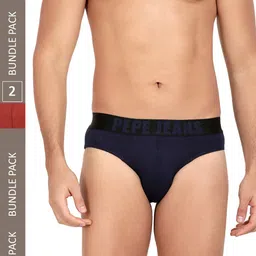 Pepe Jeans Men Pack Of 2 Low-Rise Cotton Basic Briefs-picture-20