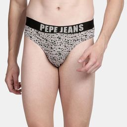 Pepe Jeans Men Grey Printed Pure Cotton Basic Briefs-picture-12