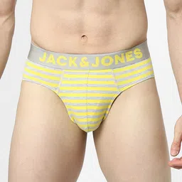 Jack & Jones Men Yellow Striped Basic Briefs-picture-25