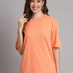 Funday Fashion Round Neck Organic Cotton Oversized T-shirt-19