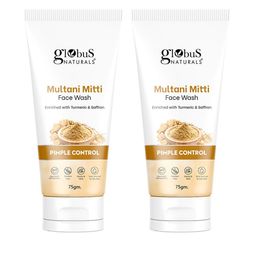 Globus naturals Set of 2 Multani Mitti Face Wash with Turmeric & Saffron - 75 g each-0