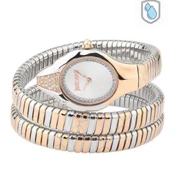 Just Cavalli Women Silver-Toned Brass Embellished Dial & Multicoloured Stainless Steel Bracelet Style Straps Watch-image-97