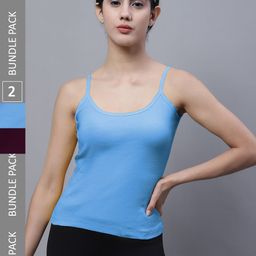 FBAR Pack Of 2 U-Neck Pure Cotton Bio Wash Camisoles-image-26
