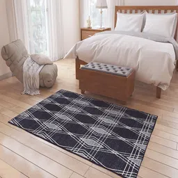 Status Navy Multicoloured Geometric Motif Anti-Skid Carpet-15