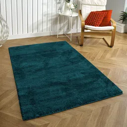LUXEHOME INTERNATIONAL Teal Blue Solid Rectangular Anti-Skid Carpet-picture-13