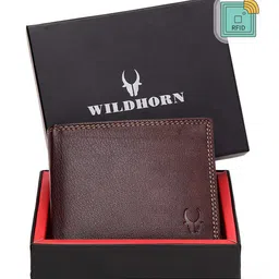 WildHorn Men Maroon & Brown RFID Protected Genuine Leather Solid Two Fold Wallet-25