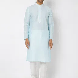 Ethnicity Men Blue Kurta with Churidar Set-picture-42