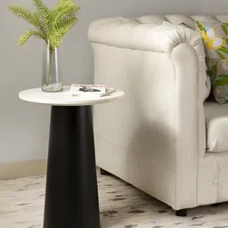 NILAAY Black & White Wood & Marble Venus Side Table-48