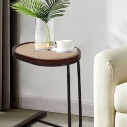 THE HOME CO. Brown & Beige Oval Side Table-8