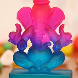 eCraftIndia Pink & Blue Handcrafted Lord Ganesha Idol Double Sided Crystal Showpiece-45