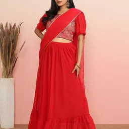 MAHALASA Pure Georgette Lehenga Saree-picture-15