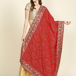 Dupatta Bazaar Women Paisley Embroidered Viscose Rayon Dupatta with Sequinned-42