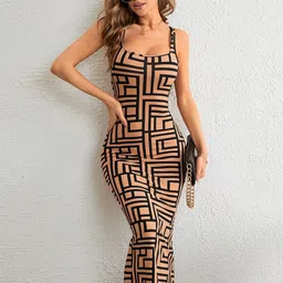 TANDUL Print Crepe Bodycon Midi Dress-picture-51
